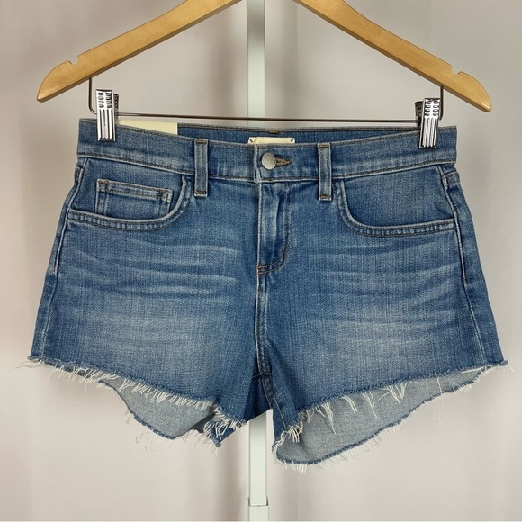 NEW L'agence Size 24 Audrey Mid Rise Denim Shorts Jorts Beachy Raw Hem Summer - Picture 1 of 6